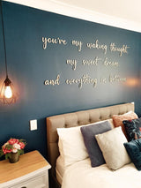 “You’re my waking thought” timber wall script - large