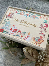 Christmas Eve keepsake box - Santa, elves, sleigh