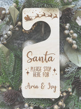 Santa please stop here doorknob sign