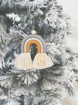 Macrame rainbow Christmas ornament - personalised with letter