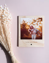 Wooden "polaroid" photo fridge magnet