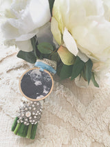 Wedding bouquet memorial photo tag with engraving