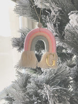Macrame rainbow Christmas ornament - personalised with letter