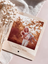 Wooden "polaroid" photo fridge magnet