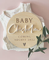 Baby [surname] coming pregnancy announcement plaque