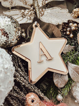 Star bauble ornament with initial