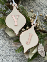 Teardrop bauble ornament with initial
