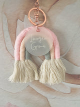 Macrame rainbow bag tag