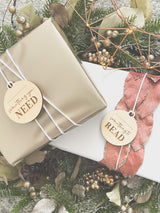 Mindful Christmas gift tags - Something you wear, read, want, need + share + from Santa - DIY name