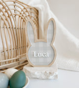 Personalised gingham freestanding Easter bunny keepsake