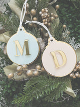 Round bauble ornament with initial