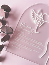 Mummy to an Angel plaque with timber base