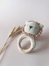 Crochet baby rattle - Lion