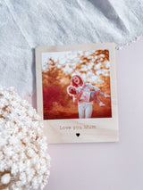 Wooden "polaroid" photo fridge magnet