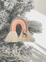 Macrame rainbow Christmas ornament - personalised with letter