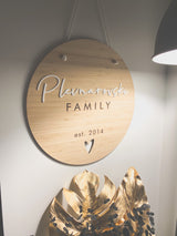 Family plaque - est. year and heart cutout design