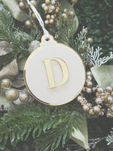Round bauble ornament with initial