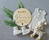 Baby [surname] coming pregnancy announcement plaque