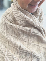 Diamond knit heirloom baby blanket - with personalised leather tag