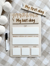 My first / last day - interchangeable milestone board - botanical