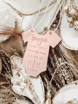Baby's Christmas romper ornament with birth details