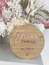 Family plaque - est. year and heart cutout design