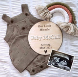 Baby [surname] coming pregnancy announcement plaque