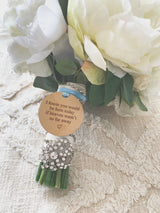 Wedding bouquet memorial photo tag with engraving