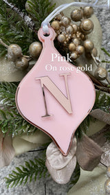 Teardrop bauble ornament with initial