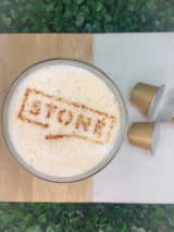 Chocolate dusting coffee stencil