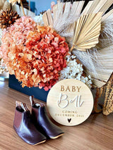 Baby [surname] coming pregnancy announcement plaque
