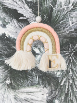 Macrame rainbow Christmas ornament - personalised with letter