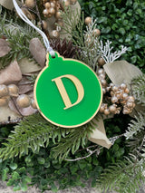 Round bauble ornament with initial