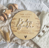 “Our little miracle” pregnancy announcement plaque