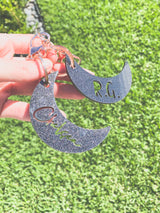 Black glitter Acrylic bag tag / key ring / luggage tag